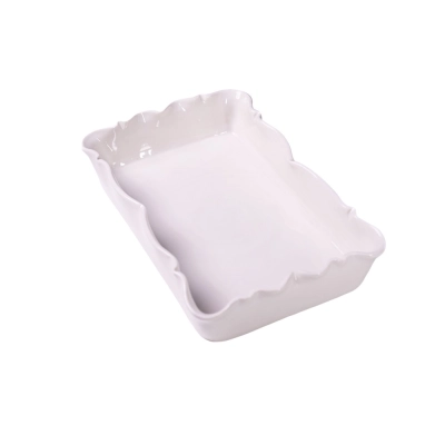 Travessa Retangular Italiana 25cm Cor Porcelana Transparente