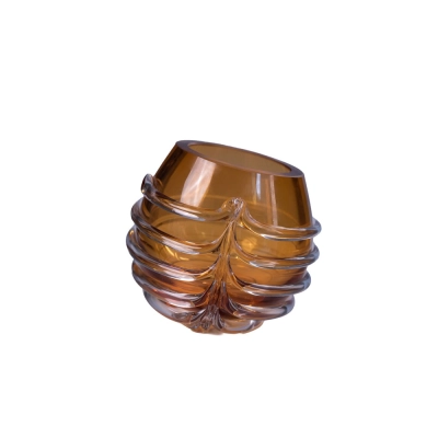 Vaso Decorativo De Vidro Âmbar Estilo Murano