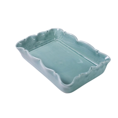 Travessa Retangular Italiana 25cm Cor Porcelana Celadon