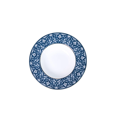 Prato Sopa 22 cm Petala Simples Blue Legacy em Porcelana - Porcel