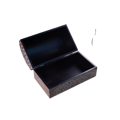 Caixa Redonda Pequena Rosalia Bambu Marrom com Preto - 6F Decorações