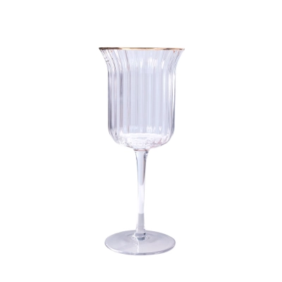 Conjunto de Taças Vidro com Filete Dourado 6Peças 450ML