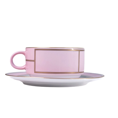 Xícara Chá com Pires Diva Rosa 245ml - Ginori
