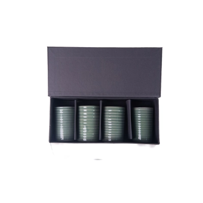 Kit Copo Canelado Cor Porcelana Celadon