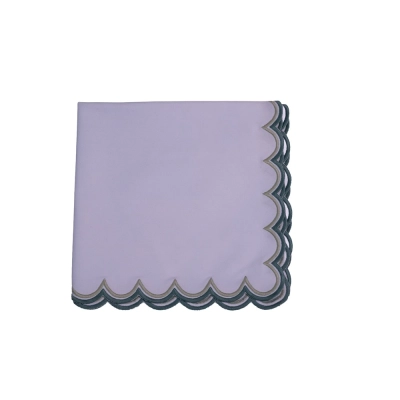 Guardanapo Shell Bordado Duplo Branco Verde Sálvia Verde Celeste