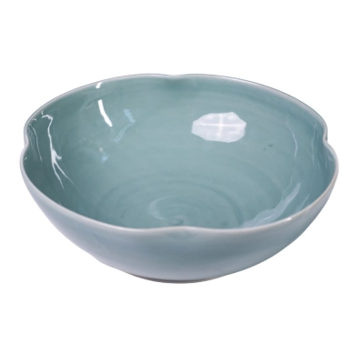 Tigela 4 Gomos Rasa 25cm Cor Porcelana Celadon