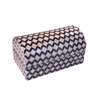 Caixa Redonda Grande Moire Bambu com Madreperola - 6F Decorações