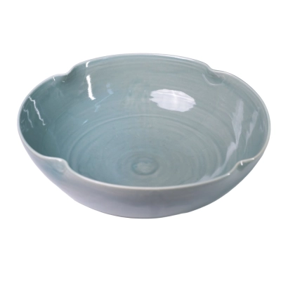 Tigela 4 Gomos Rasa 35cm Cor Porcelana Celadon