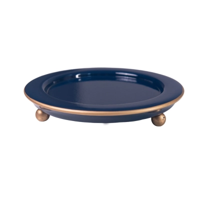 Porta Jarra Liso Azul Marinho Filete Dourado