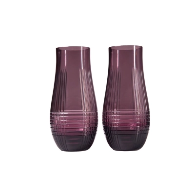 Conjunto com 2 Vasos Decorativos em Cristal Puríssimo Cor Lavanda 13cm Stölzle Lausitz - Strauss