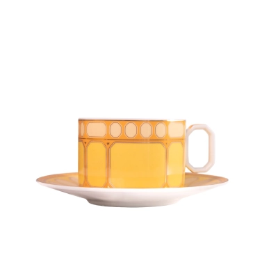 Xícara Chá com Pires Signum Amarelo 260ml - Swarovski