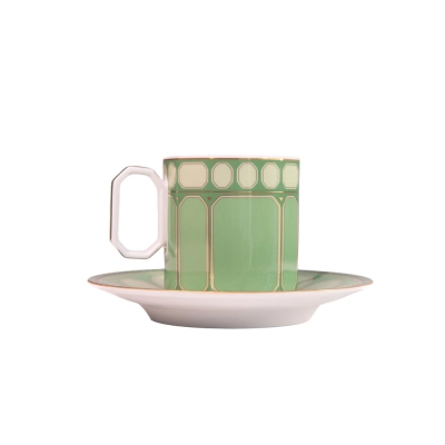Xícara Café com Pires Signum Verde 180ml - Swarovski