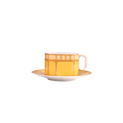 Xícara Chá com Pires Signum Amarelo 260ml - Swarovski