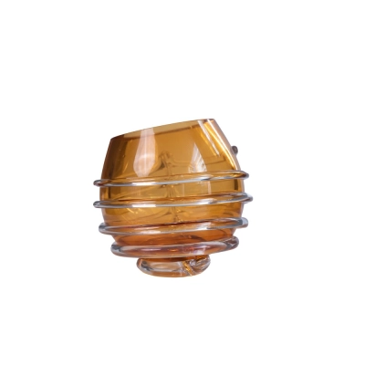 Vaso Decorativo De Vidro Âmbar Estilo Murano