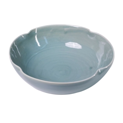 Tigela 4 Gomos Rasa 30cm Cor Porcelana Celadon