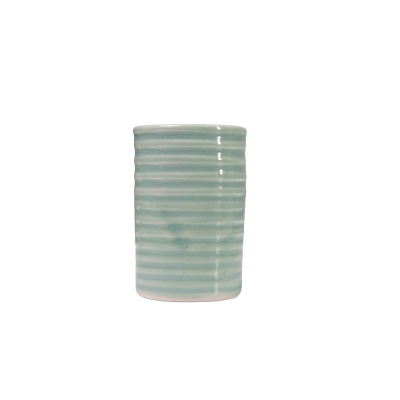 Kit Copo Canelado Cor Porcelana Celadon
