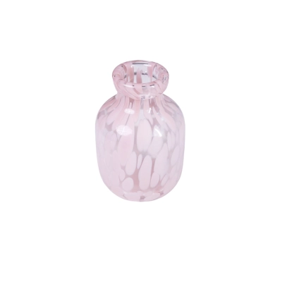 Vaso Decorativo Vidro Transparente Detalhe Rosa