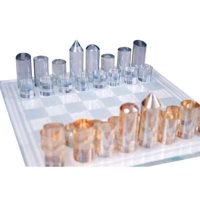Peca Decorativa Jg Xadrez de Cristal Transparente Âmbar