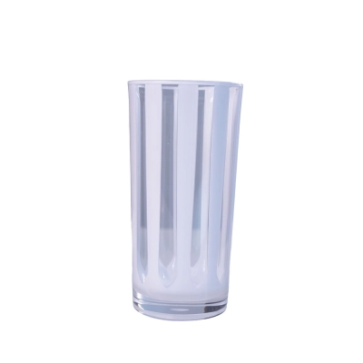 Conjunto de Copos Alto Acrílico Listras Branca 6Peças 600ML