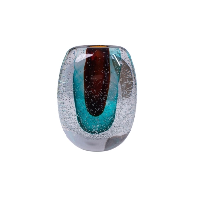 Vaso Vidro Azul Transparente e Marrom