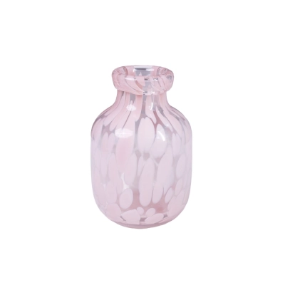 Vaso Decorativo Vidro Transparente Detalhe Rosa